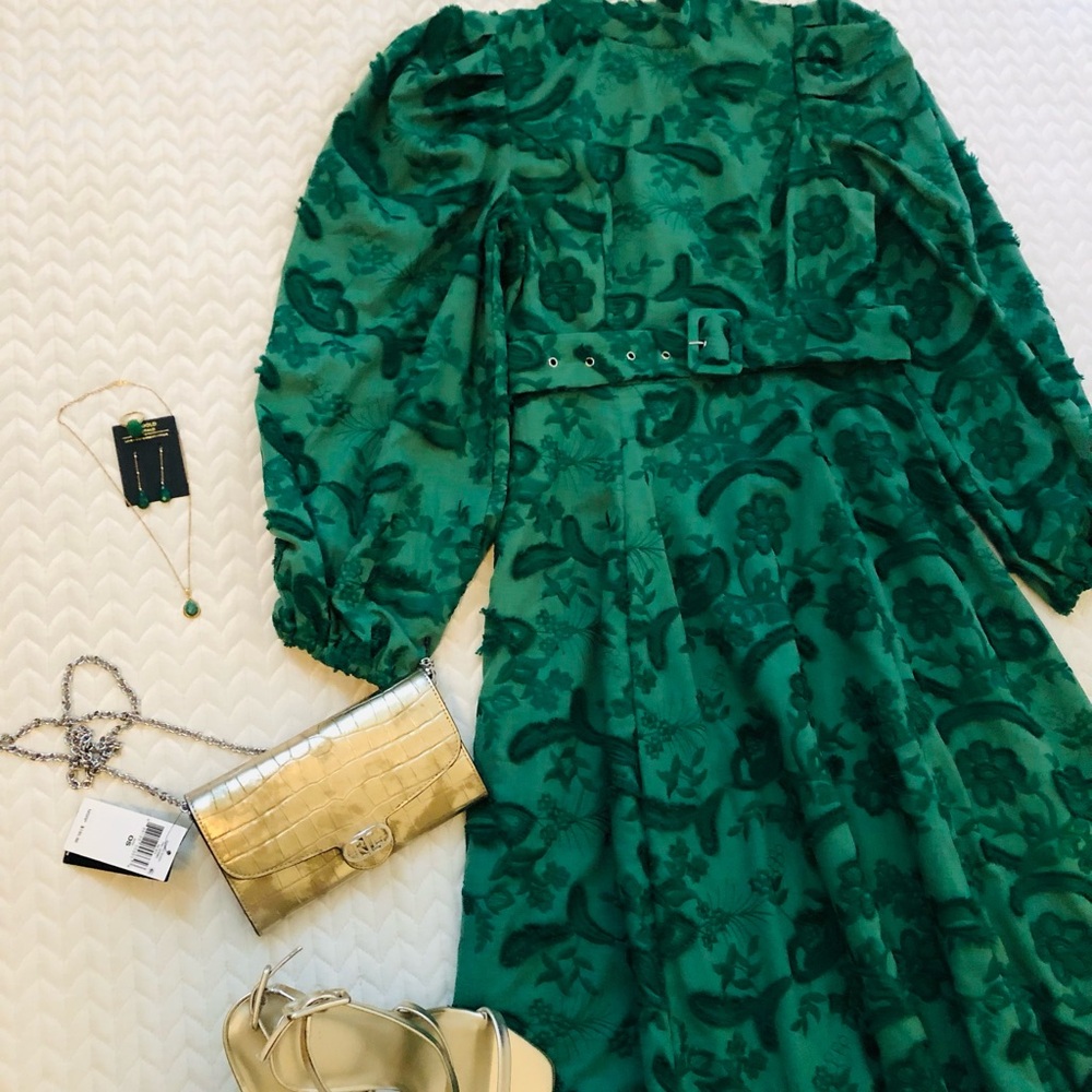 ASOS Teal Floral Long Sleeve Dress